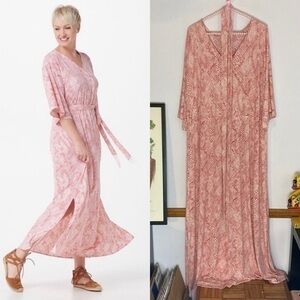 Haute Hippie pink snakeskin print maxi dress size 1X